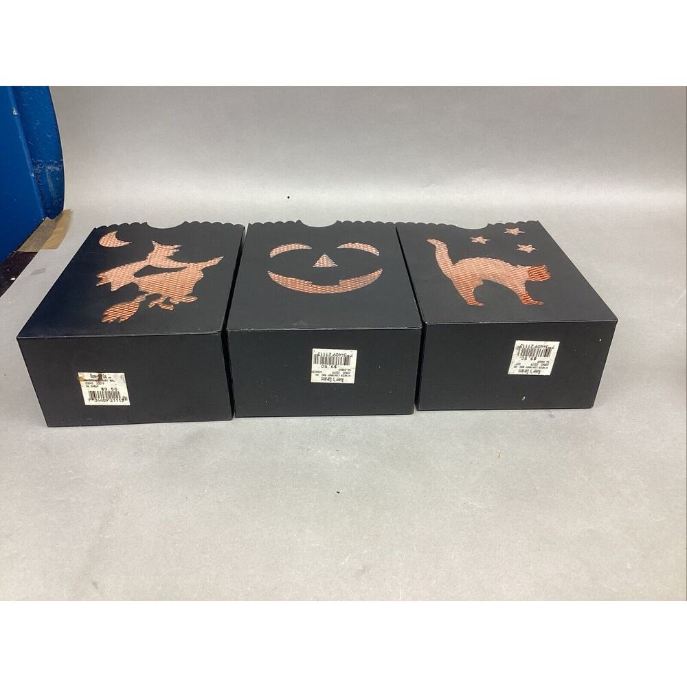 Set Of 6 Halloween Luminaries Lanterns & 3 Orange Candle Holders - Picture 5 of 11